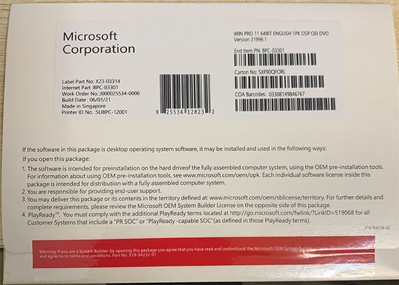 Windows 11 Pro License Key Computer Software Windows 11 Pro OEM Sticker